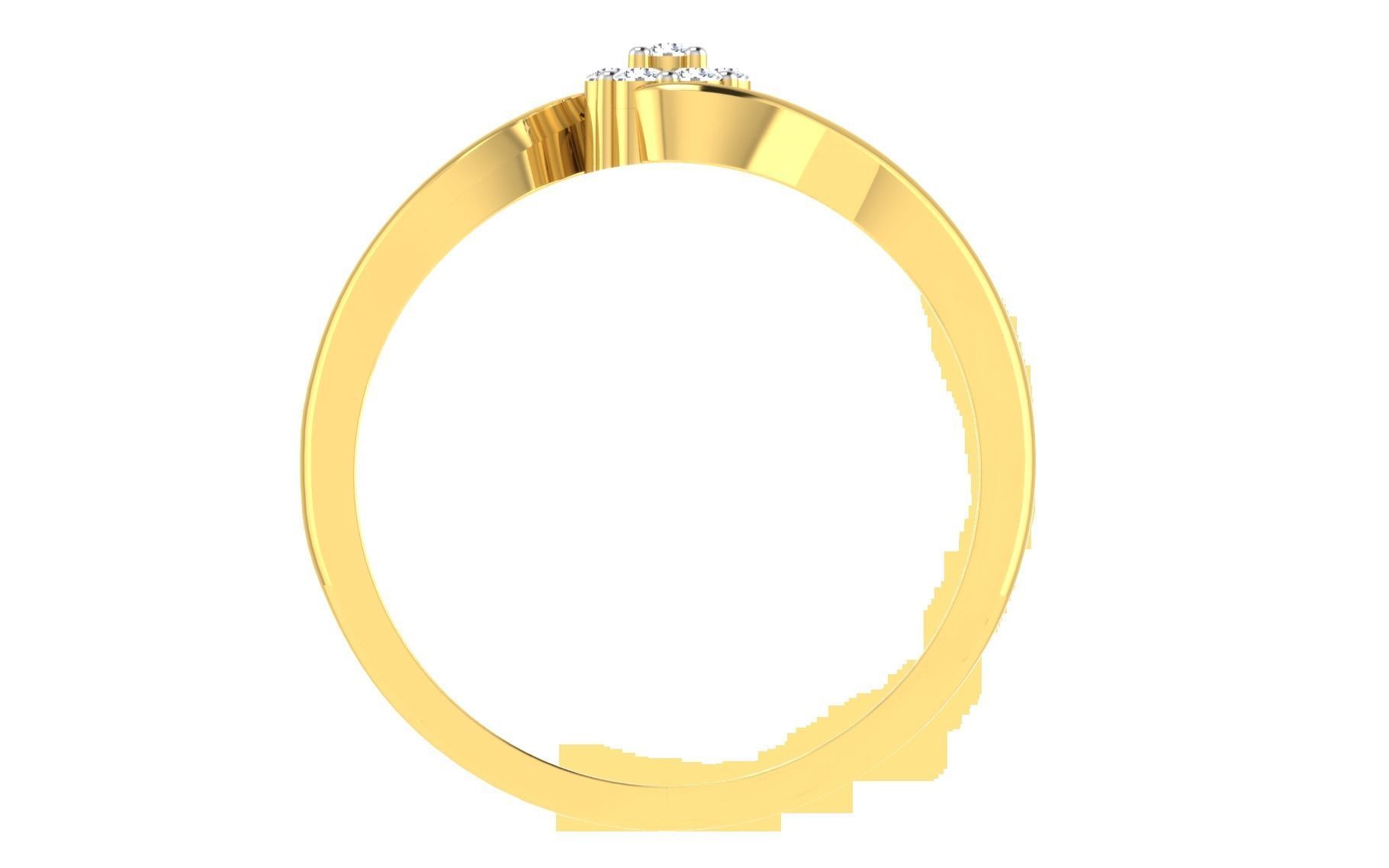 Light Weight Yellow Gold Diamond Ring -R-4163 3D print model_3