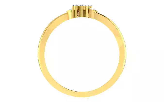 Light Weight Yellow Gold Diamond Ring  -R-4166