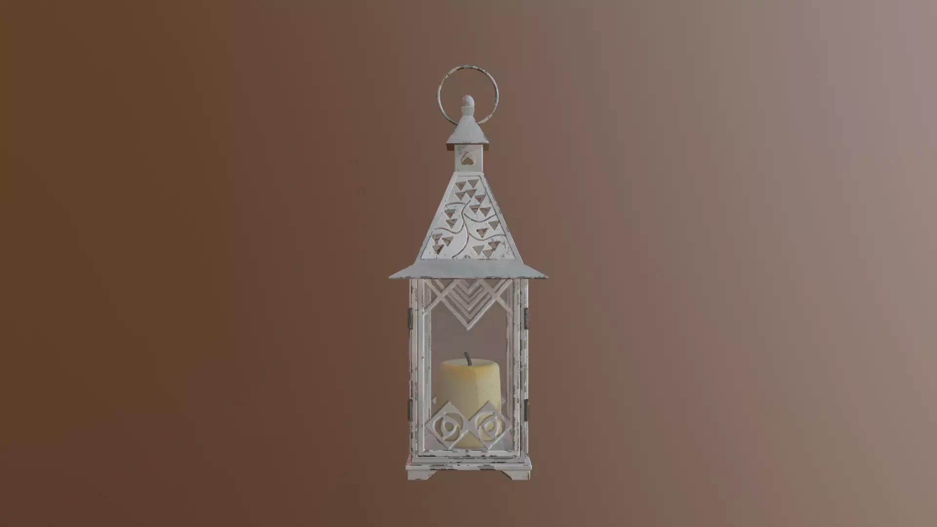 Candle Lantern Low-poly 3D model_0