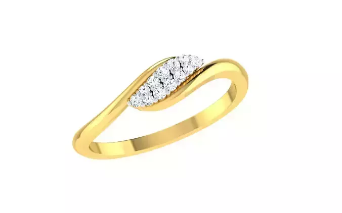 Light Weight Yellow Gold Diamond Ring  -R-4169
