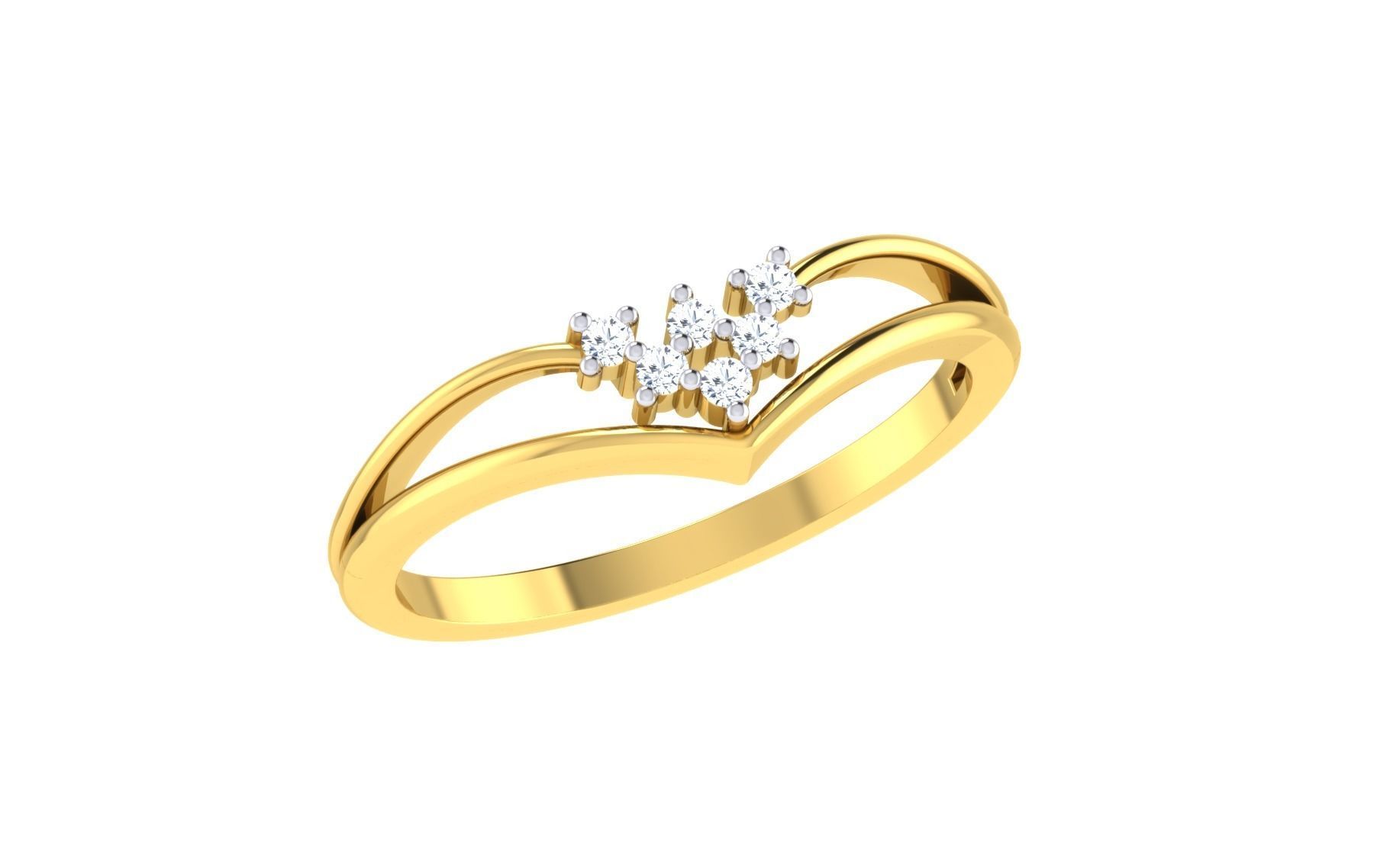 Light Weight Yellow Gold Diamond Ring -R-4174 3D print model_1