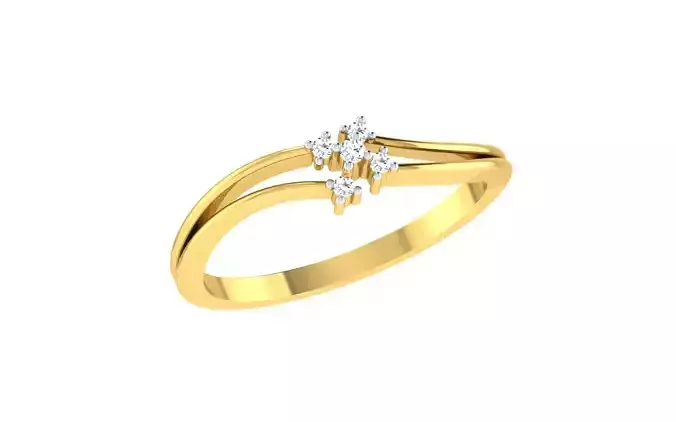 Light Weight Yellow Gold Diamond Ring  -R-4186