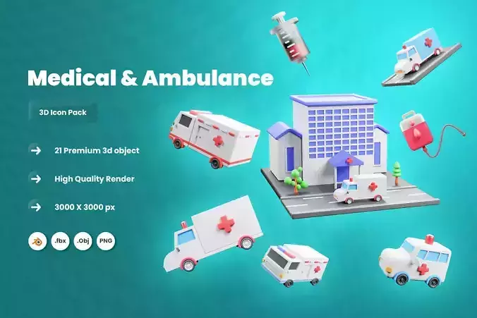  Medical and Ambulance 3d Icon Pack