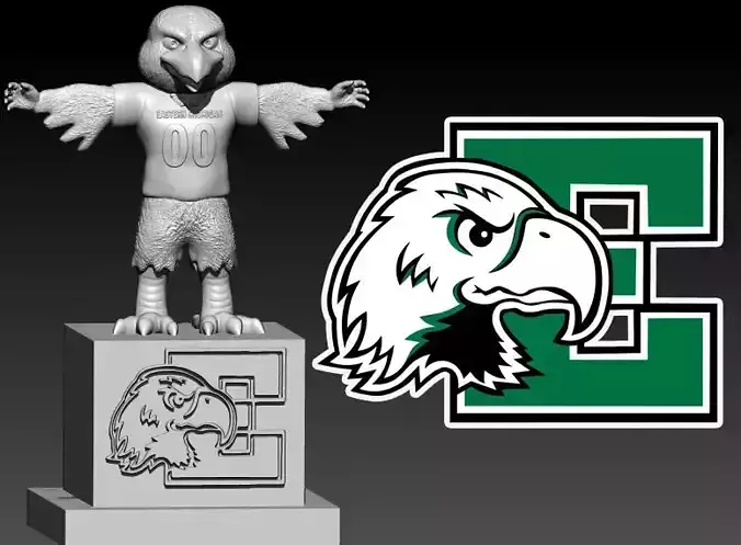 EASTERN MICHIGAN EAGLES FOOTBALL TEAM MASCOT STATUE - 3D PRINT