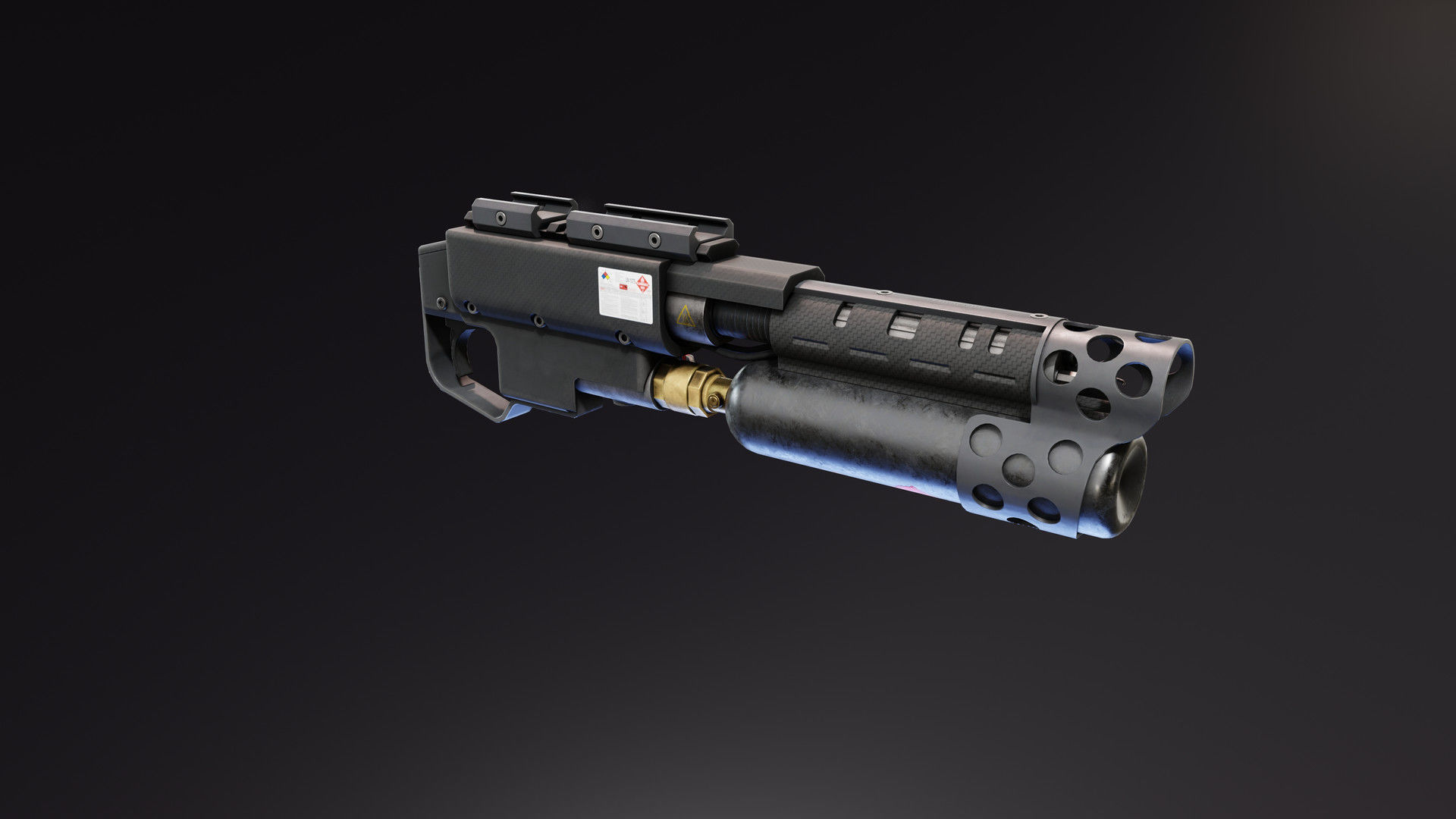 Under Barrel Flamethrower Low-poly 3D model_2