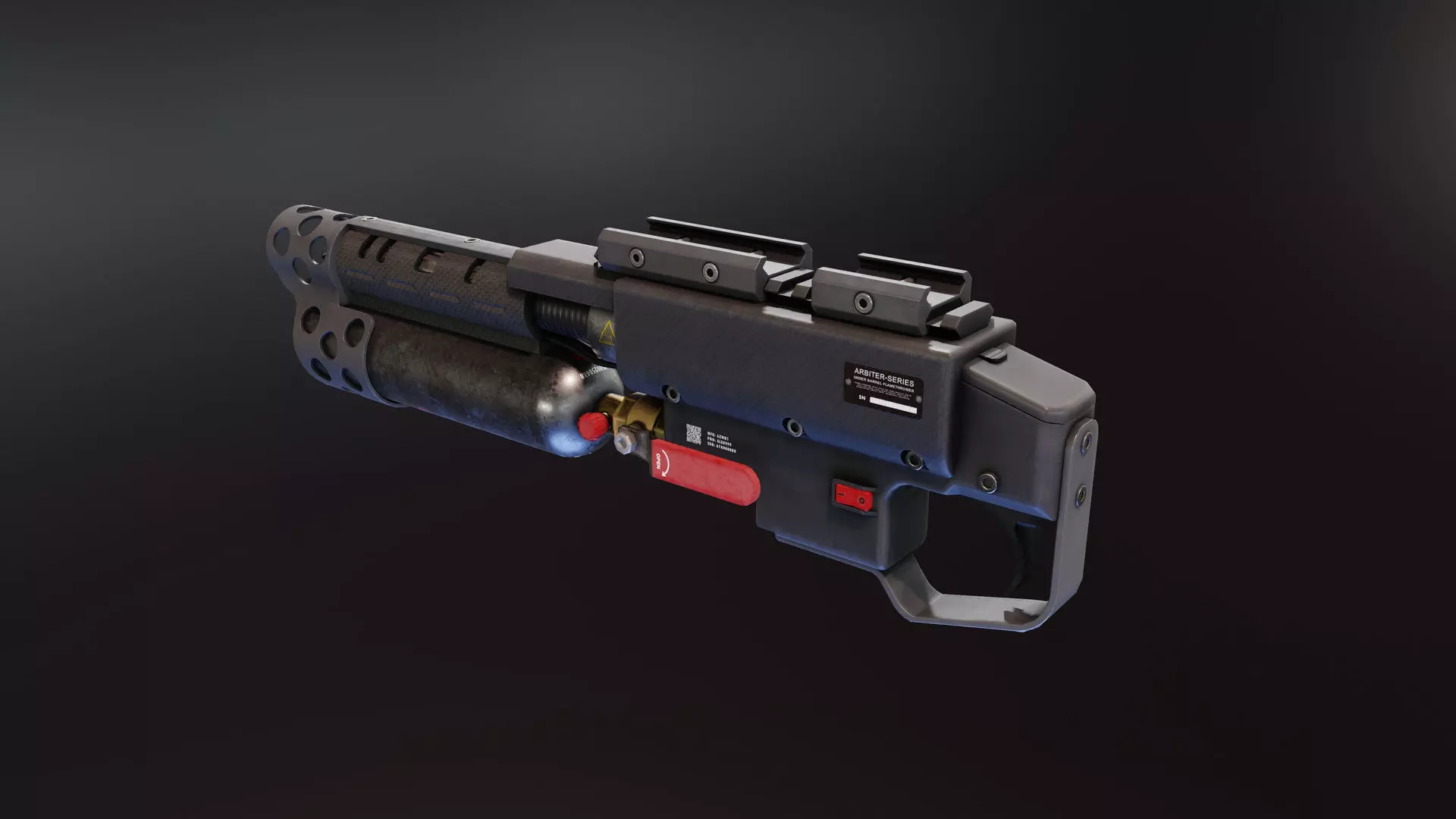 Under Barrel Flamethrower Low-poly 3D model_0