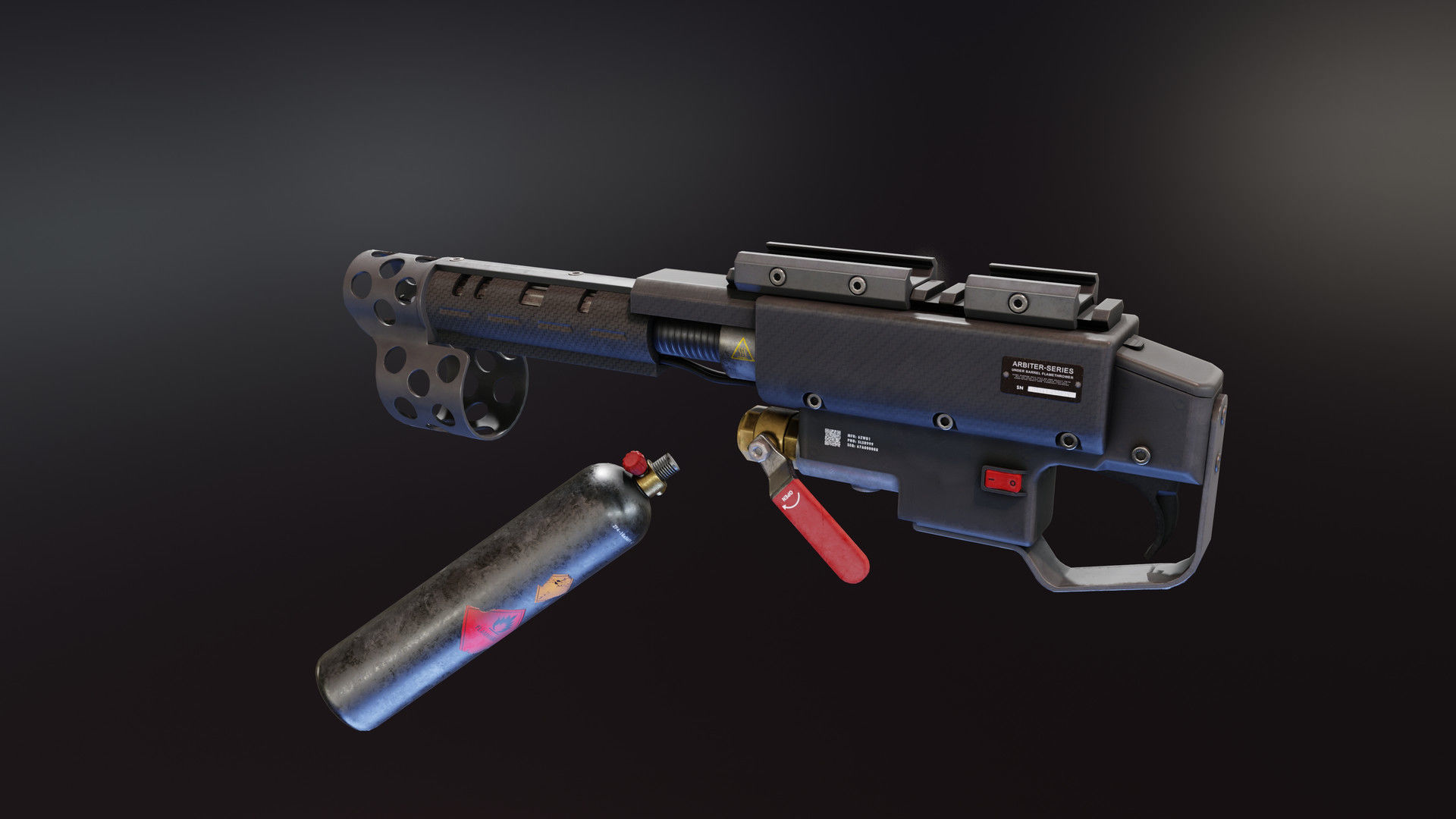 Under Barrel Flamethrower Low-poly 3D model_3