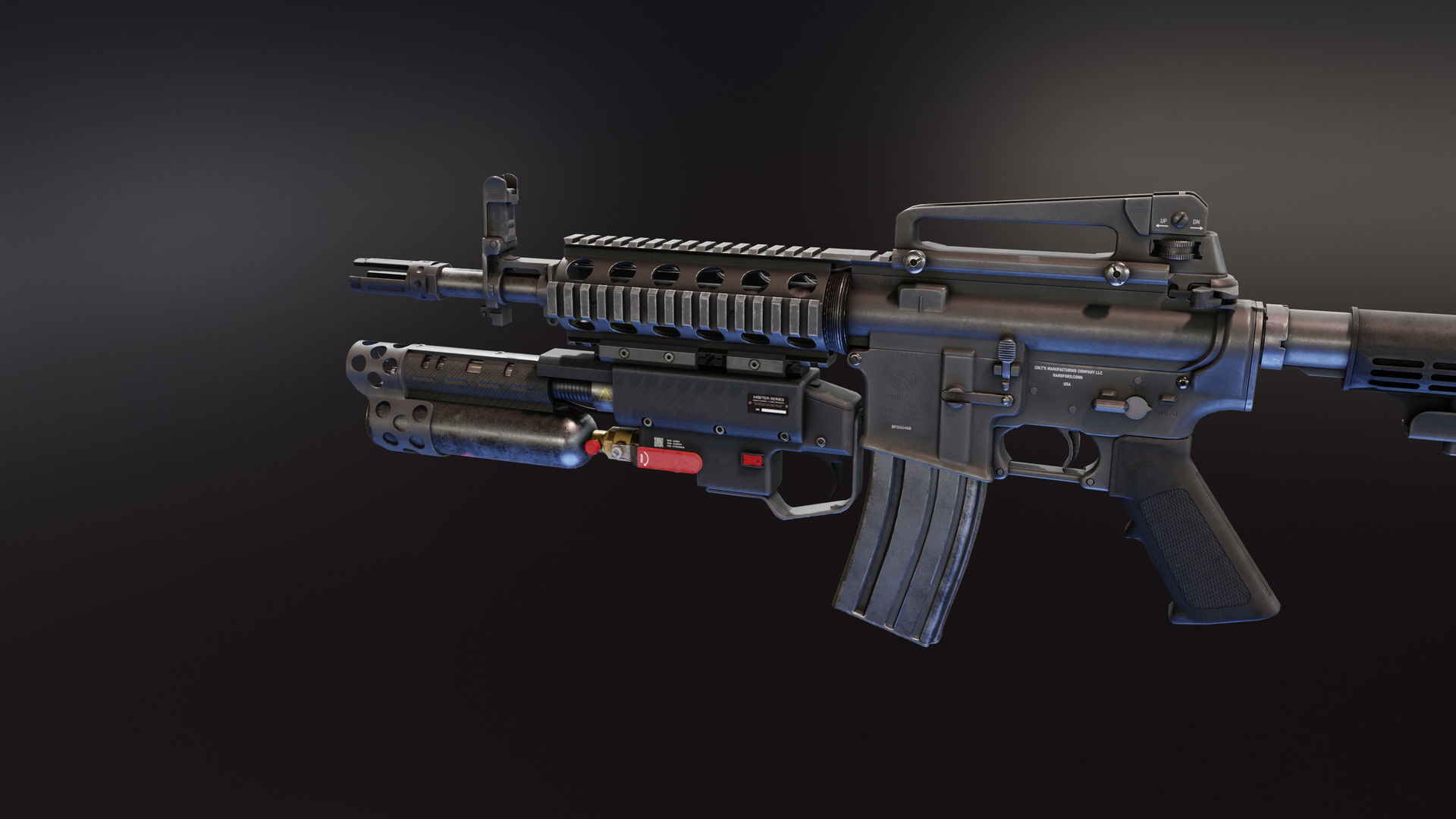 Under Barrel Flamethrower Low-poly 3D model_5