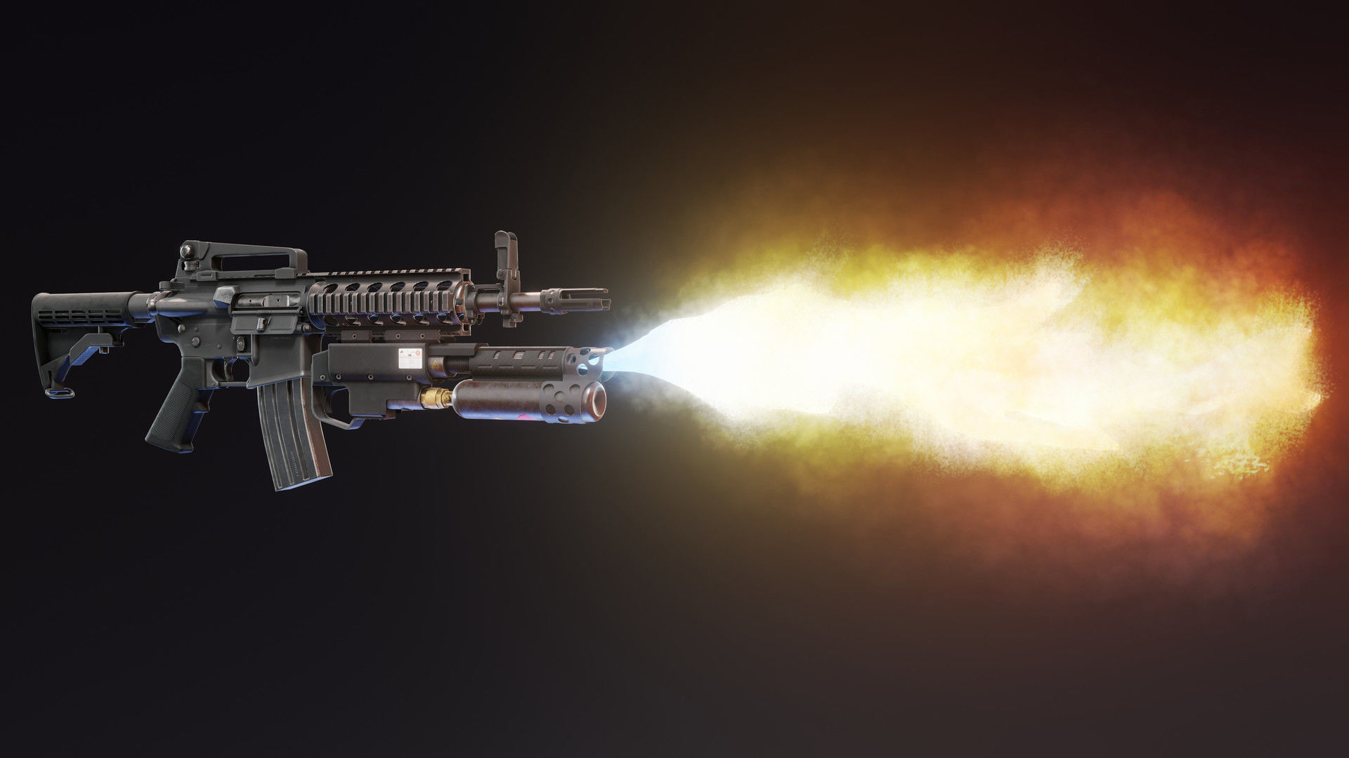 Under Barrel Flamethrower Low-poly 3D model_4