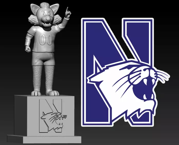 NCAA - NORTHWESTERN WILDCATS FOOTBALL MASCOT STATUE - 3D PRINT 3D print model