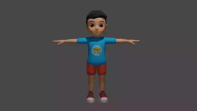 Rigged and Textured 3D Boy Character Low-poly 3D model