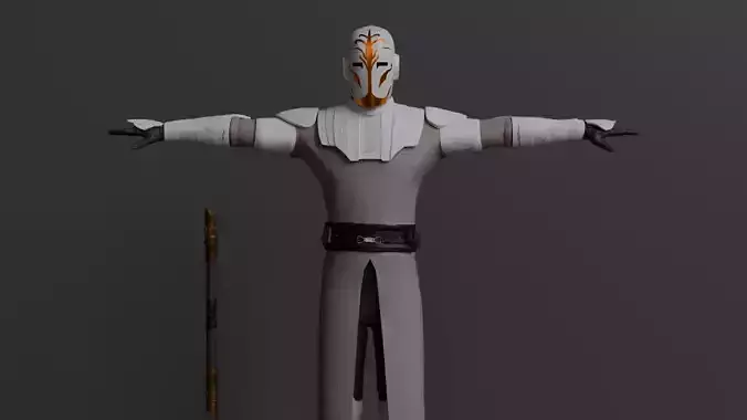 Jedi Temple Guard Rigged 3D Asset And High Quality Lightsaber 3D model