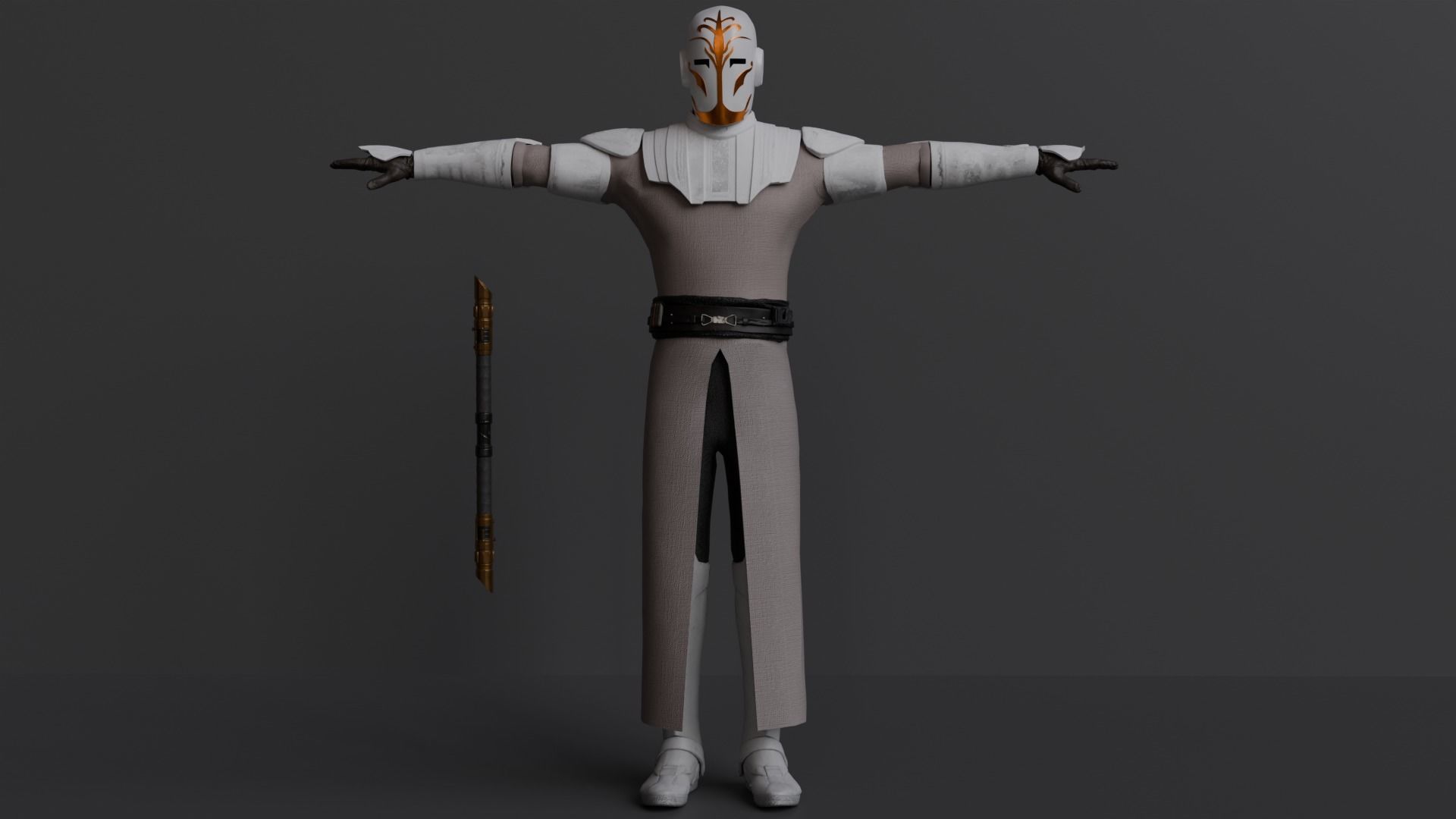 Jedi Temple Guard Rigged 3D Asset And High Quality Lightsaber 3D model_2