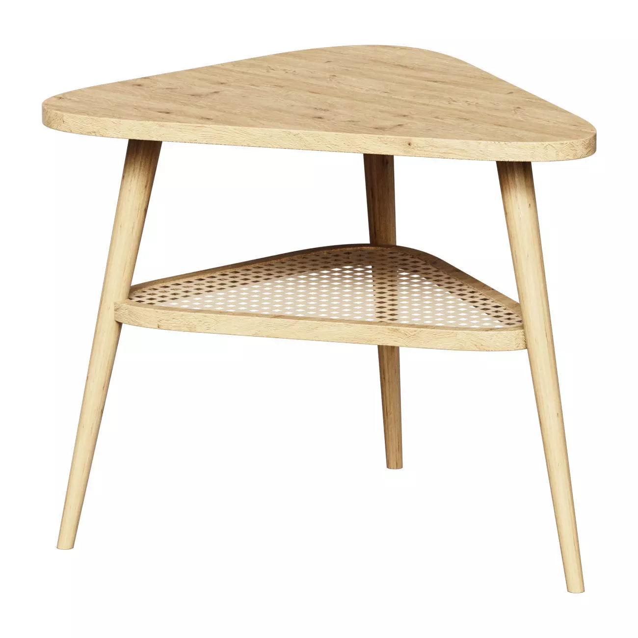 Bedside table made of oak and wicker rattan Buisseau 3D model