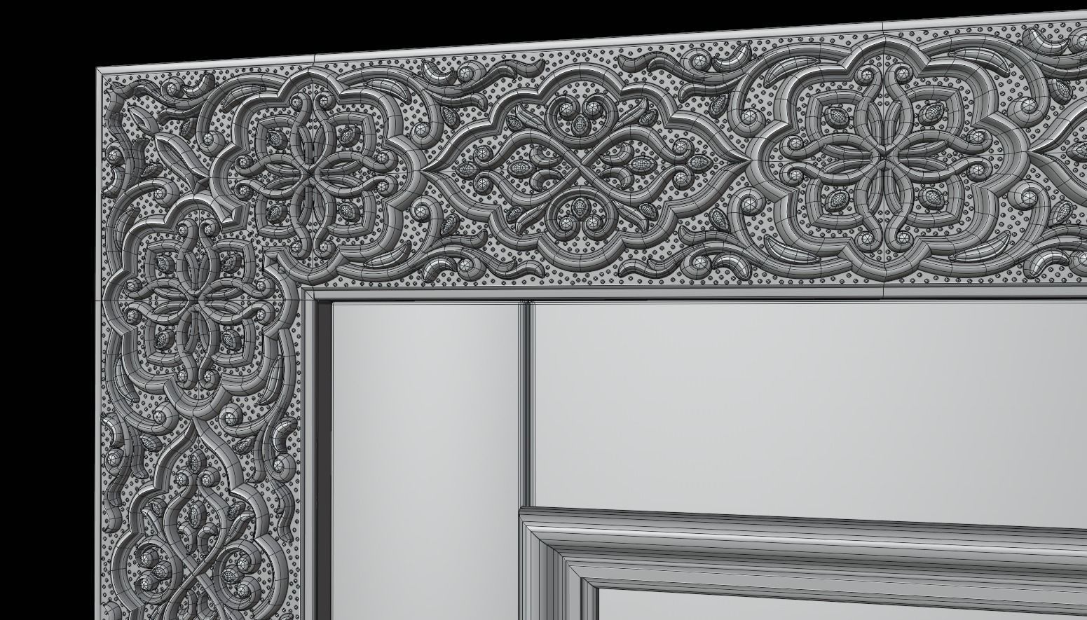 Oriental carved door Low-poly 3D model_11