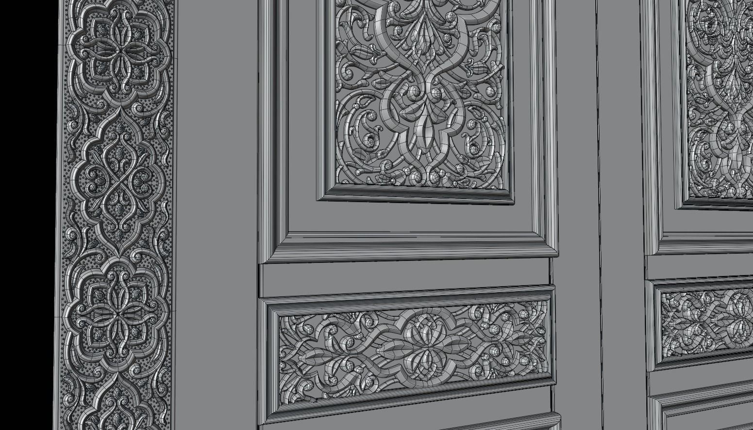 Oriental carved door Low-poly 3D model_5