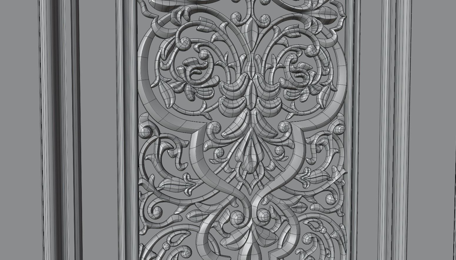 Oriental carved door Low-poly 3D model_8