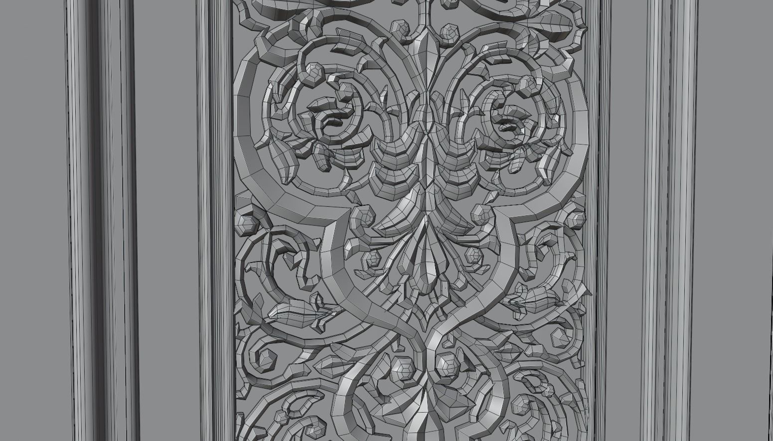 Oriental carved door Low-poly 3D model_9
