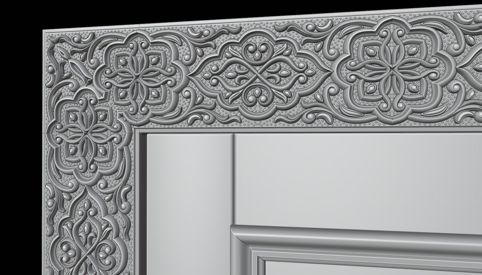 Oriental carved door Low-poly 3D model_10