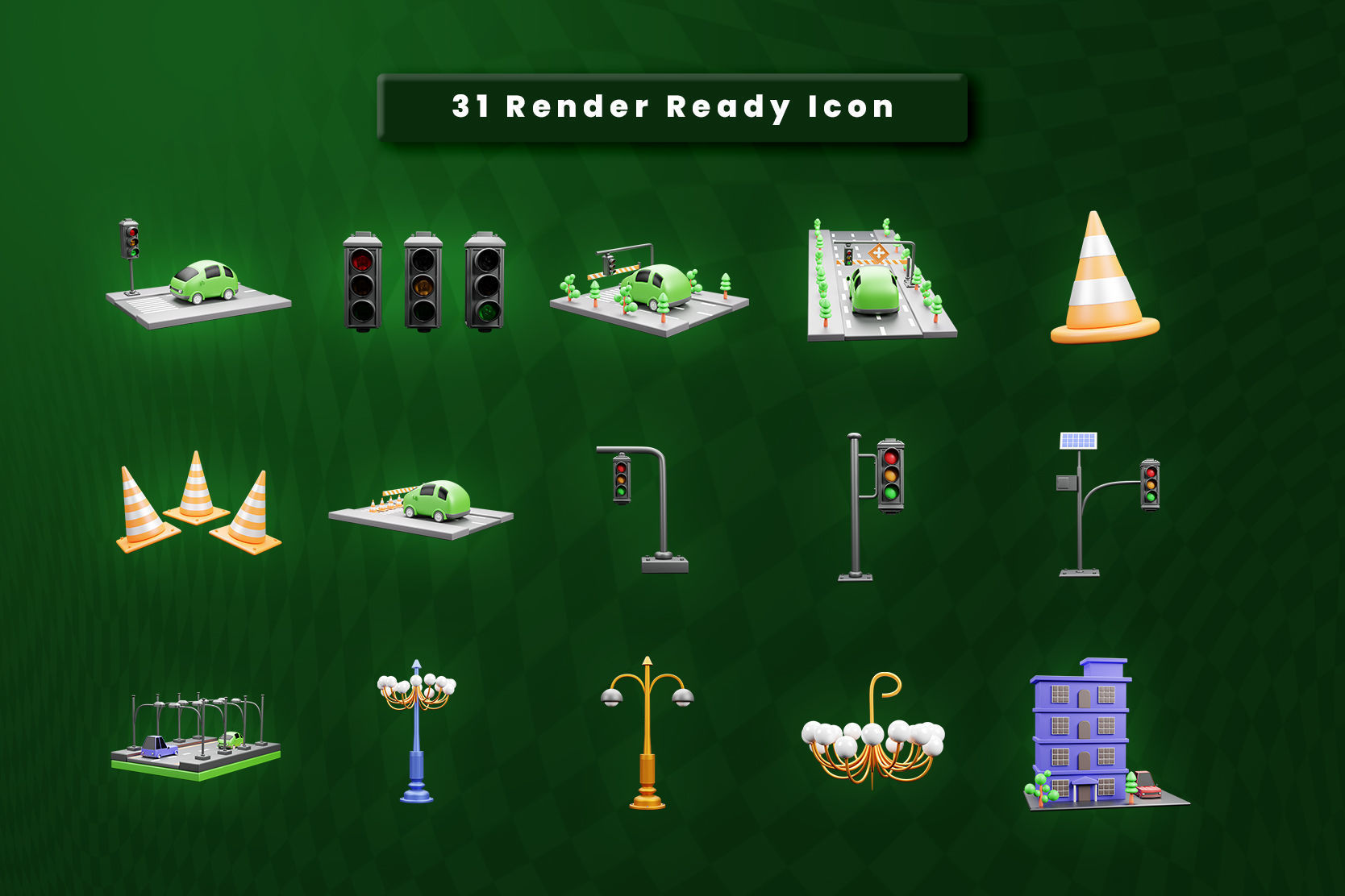 Traffic 3d Illustration Icon Pack 3D model_1