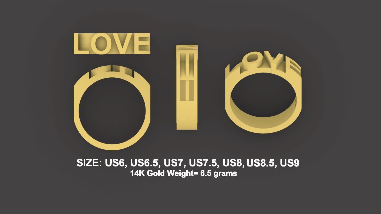 Stylish Love Ring Design for Gold  3D print model_1