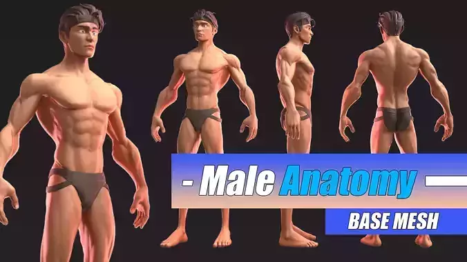 Skinny Muscle Man Low-poly 3D model