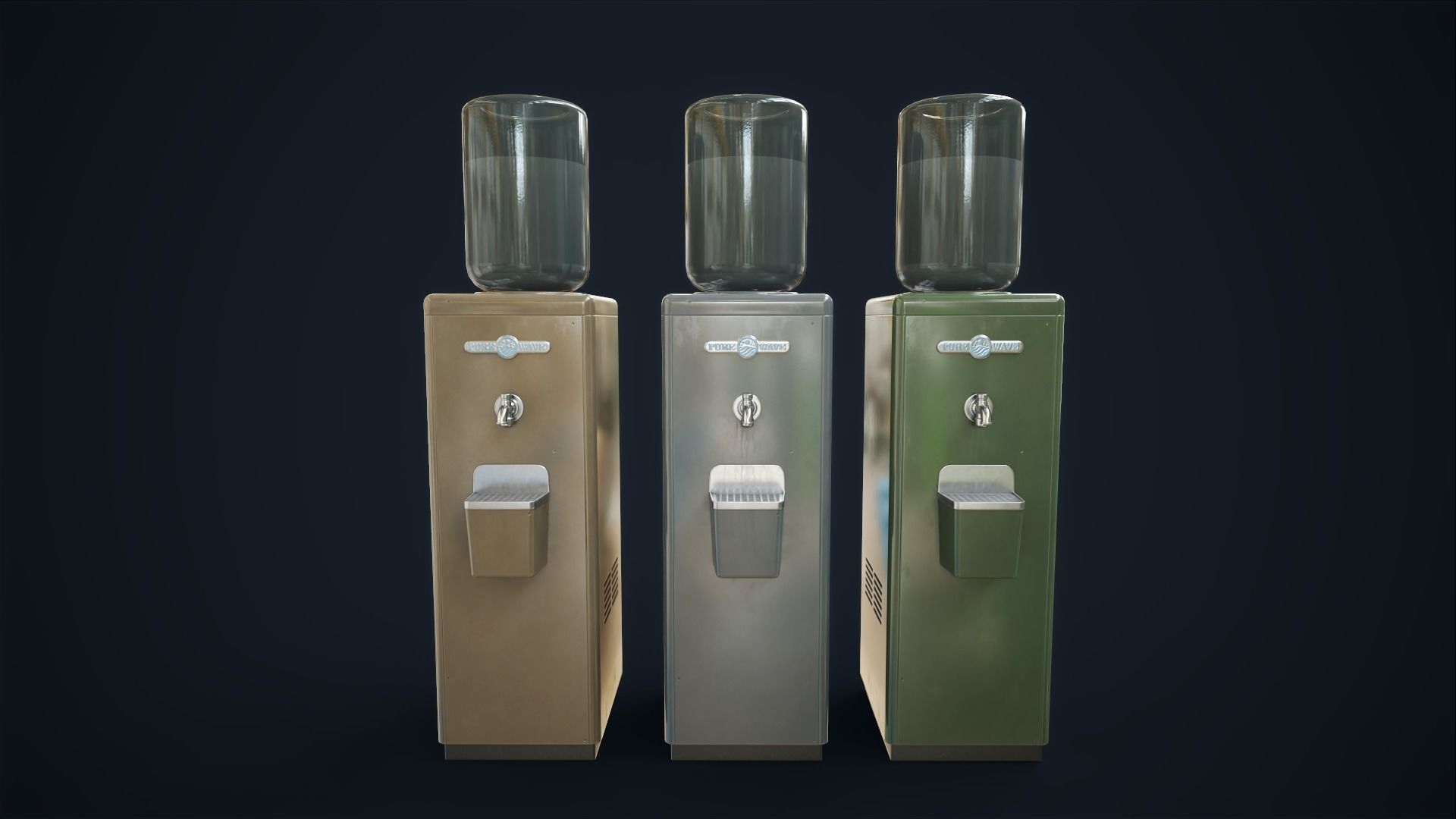 Old water cooler Low-poly 3D model_1