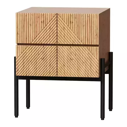 Bedside table with drawers made of light oak Lodge