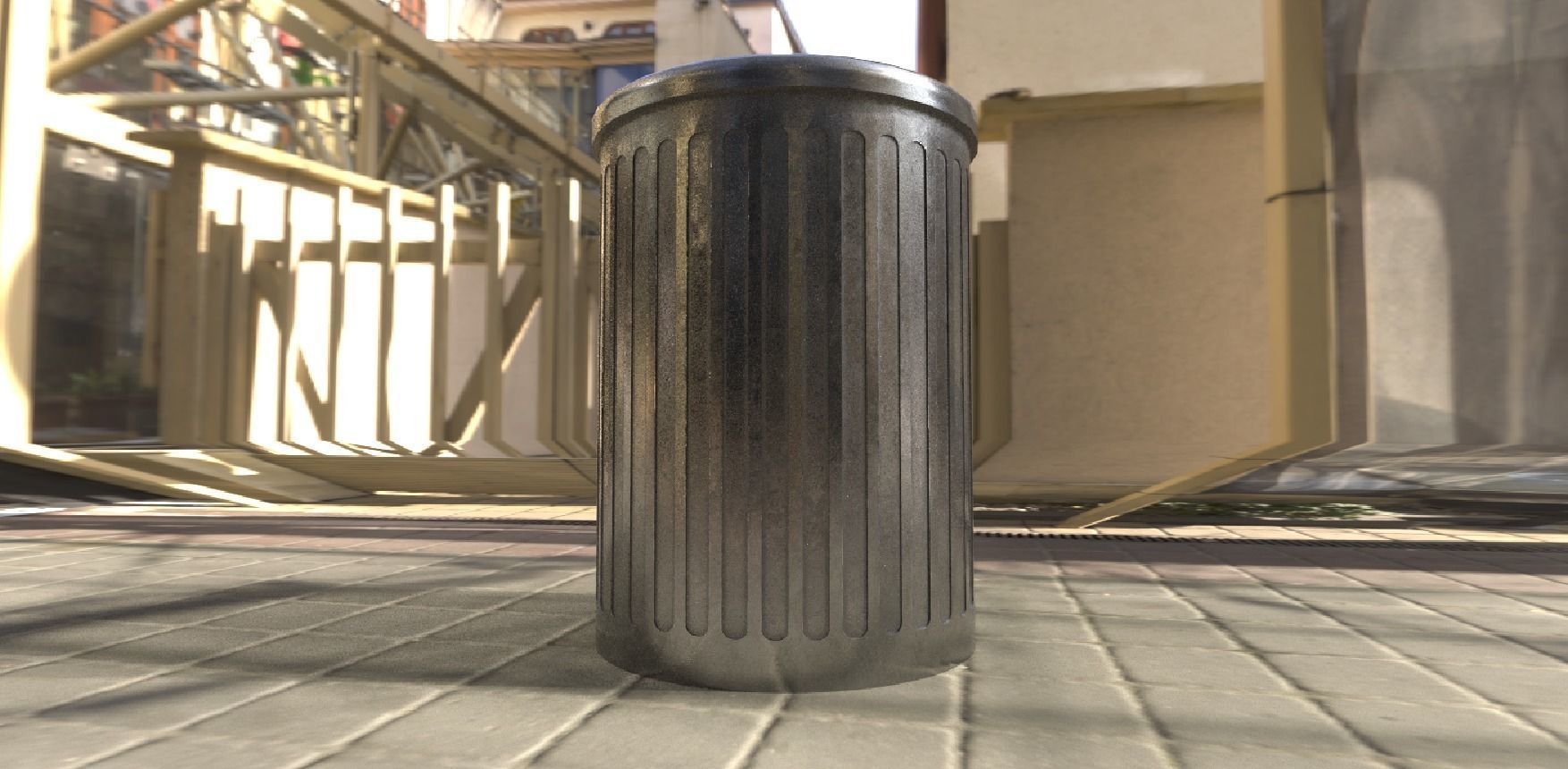 steel trash Low-poly 3D model_2