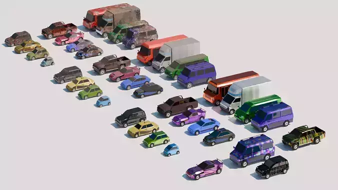 Low-Poly Car Collection 40 Ready-to-Use Models