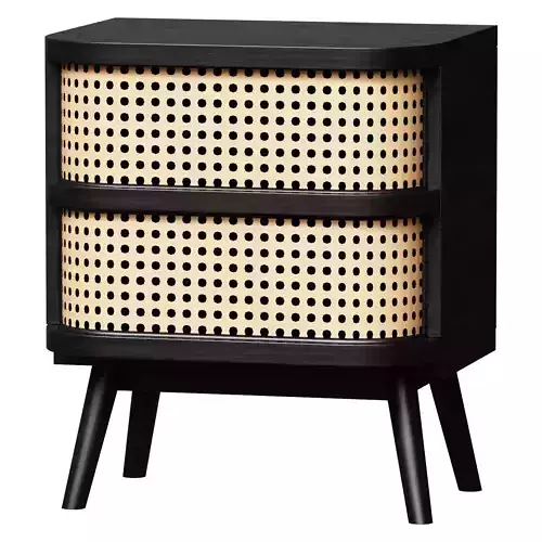 Bedside table with woven rattan details Laora 3D model