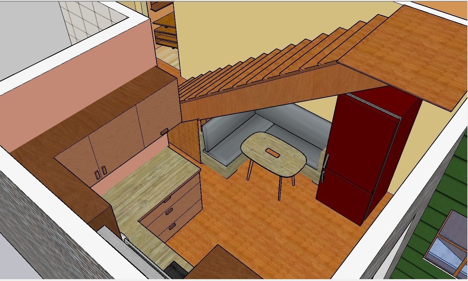 2 flors furnished middle-side house Low-poly 3D model_14