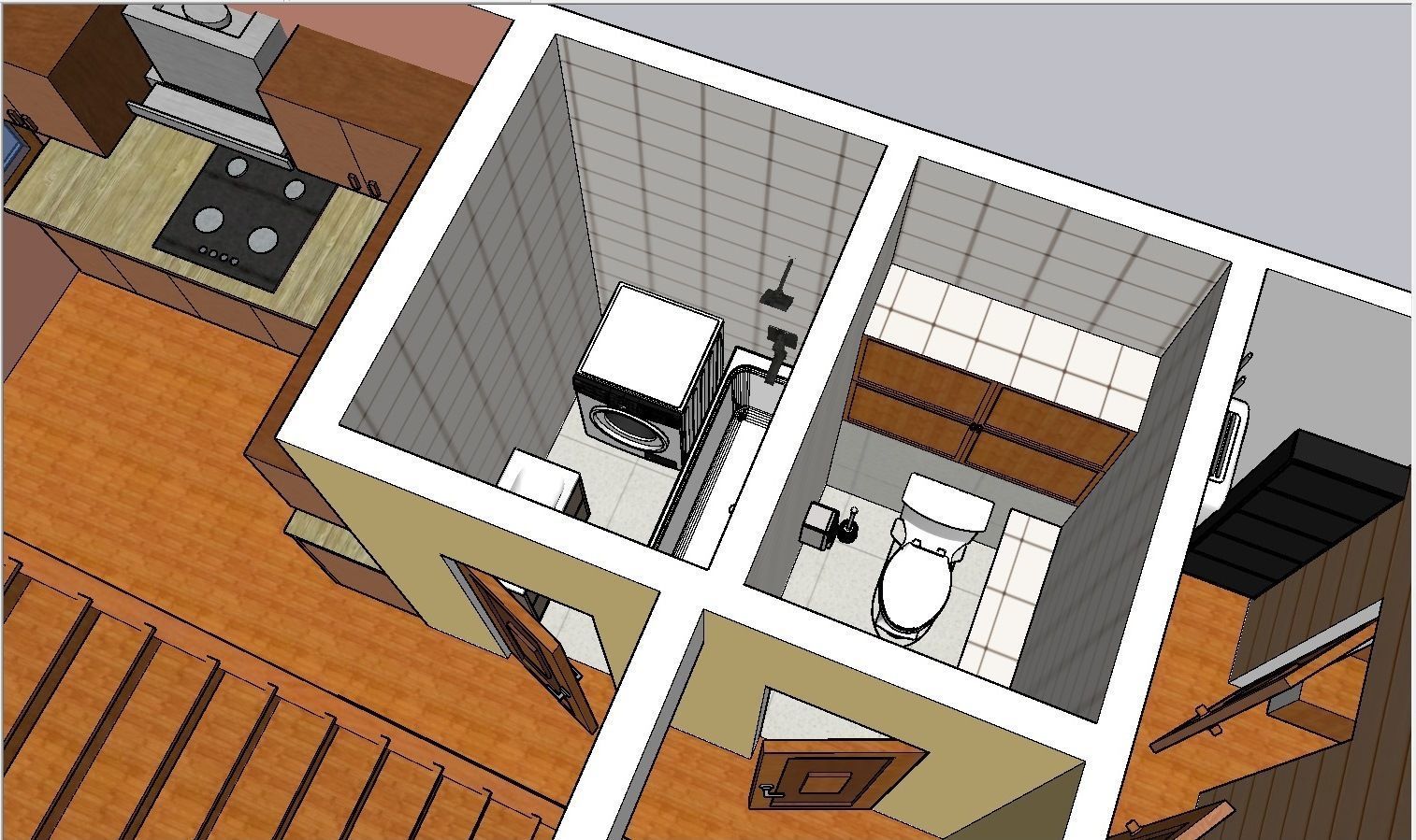 2 flors furnished middle-side house Low-poly 3D model_3