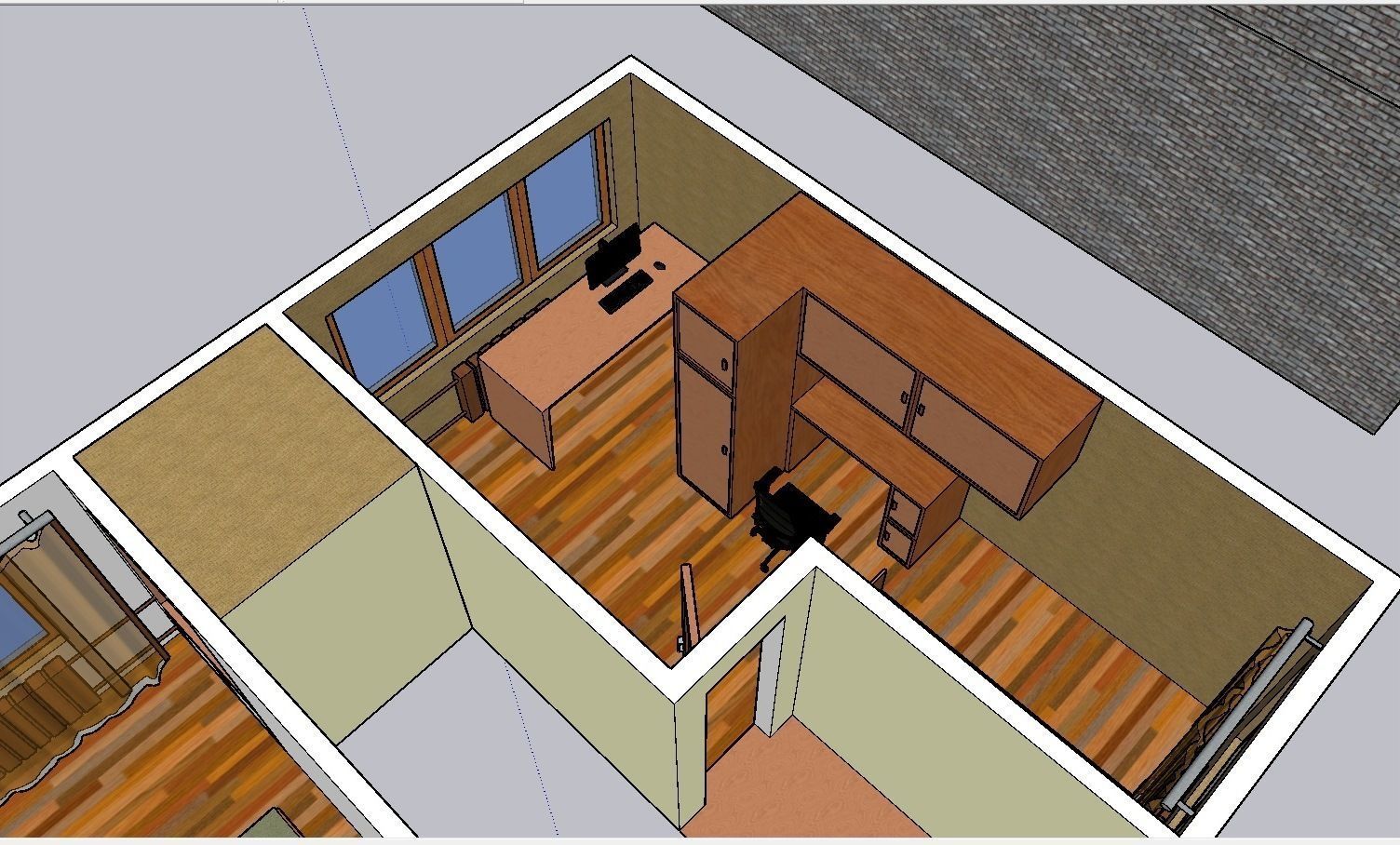 2 flors furnished middle-side house Low-poly 3D model_12