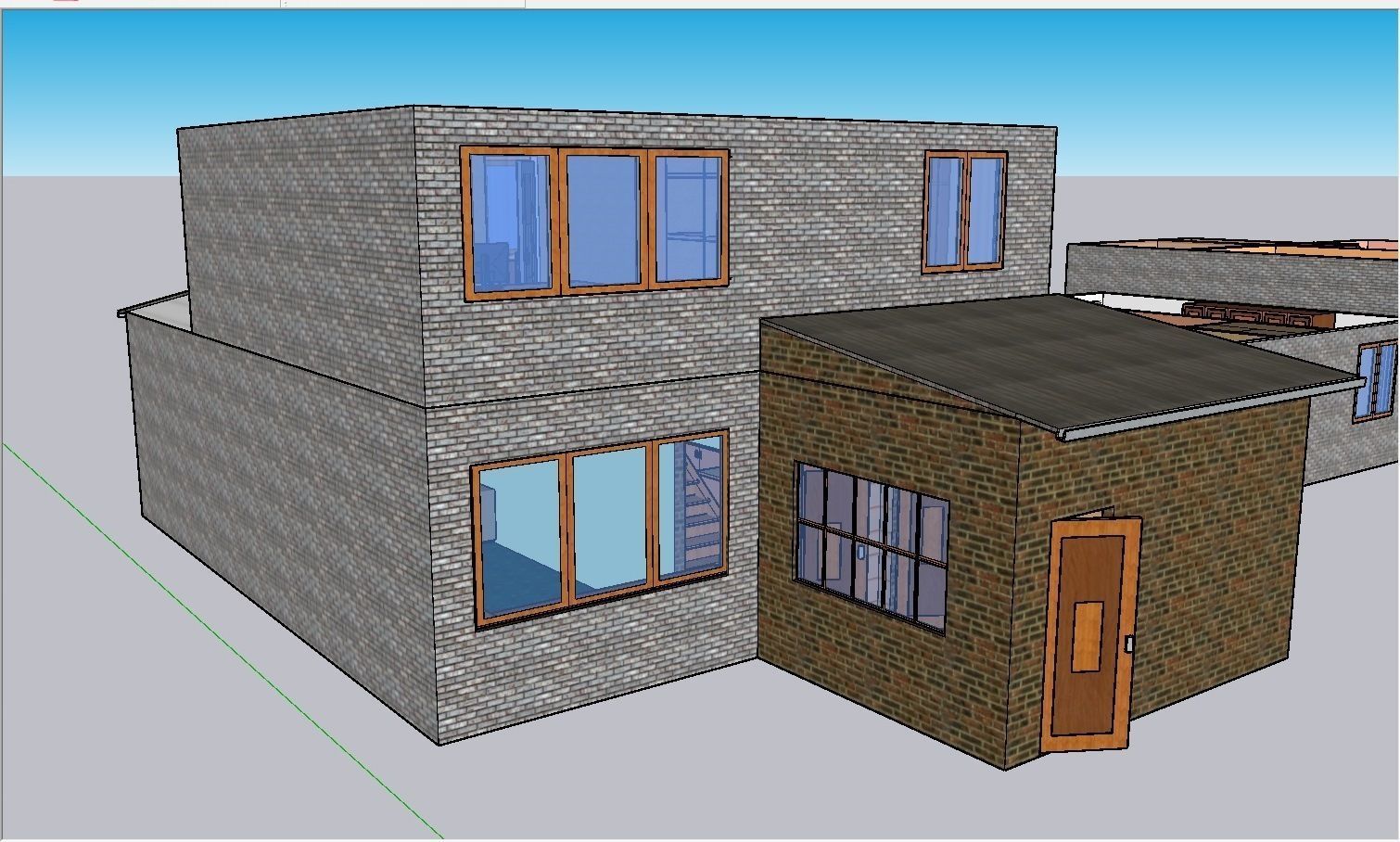 2 flors furnished middle-side house Low-poly 3D model_6