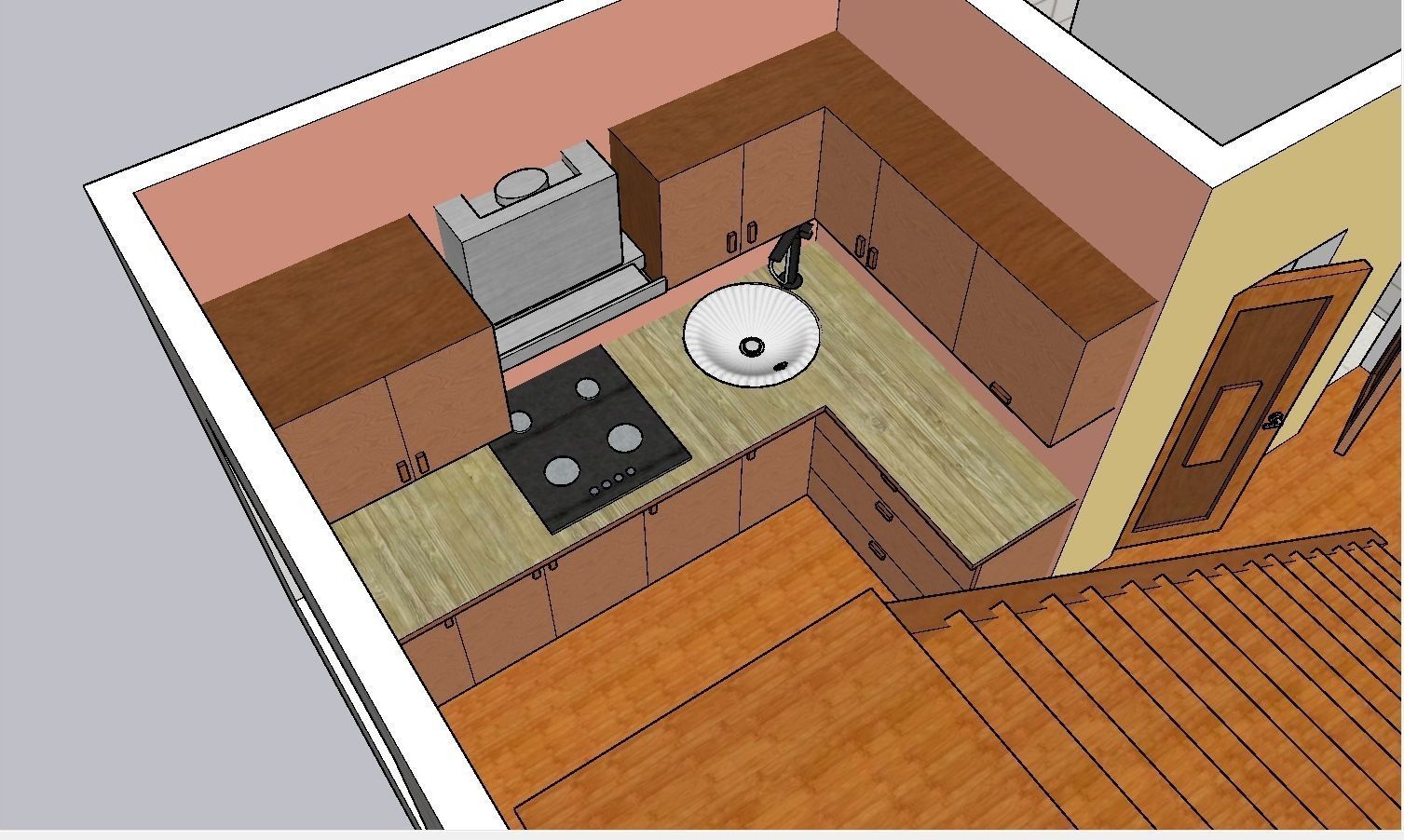 2 flors furnished middle-side house Low-poly 3D model_15