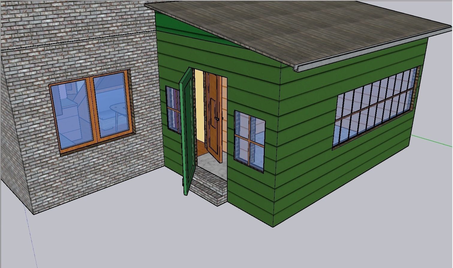 2 flors furnished middle-side house Low-poly 3D model_5