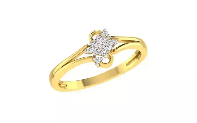 Light Weight Yellow Gold Diamond Ring  -ZA RN 7804