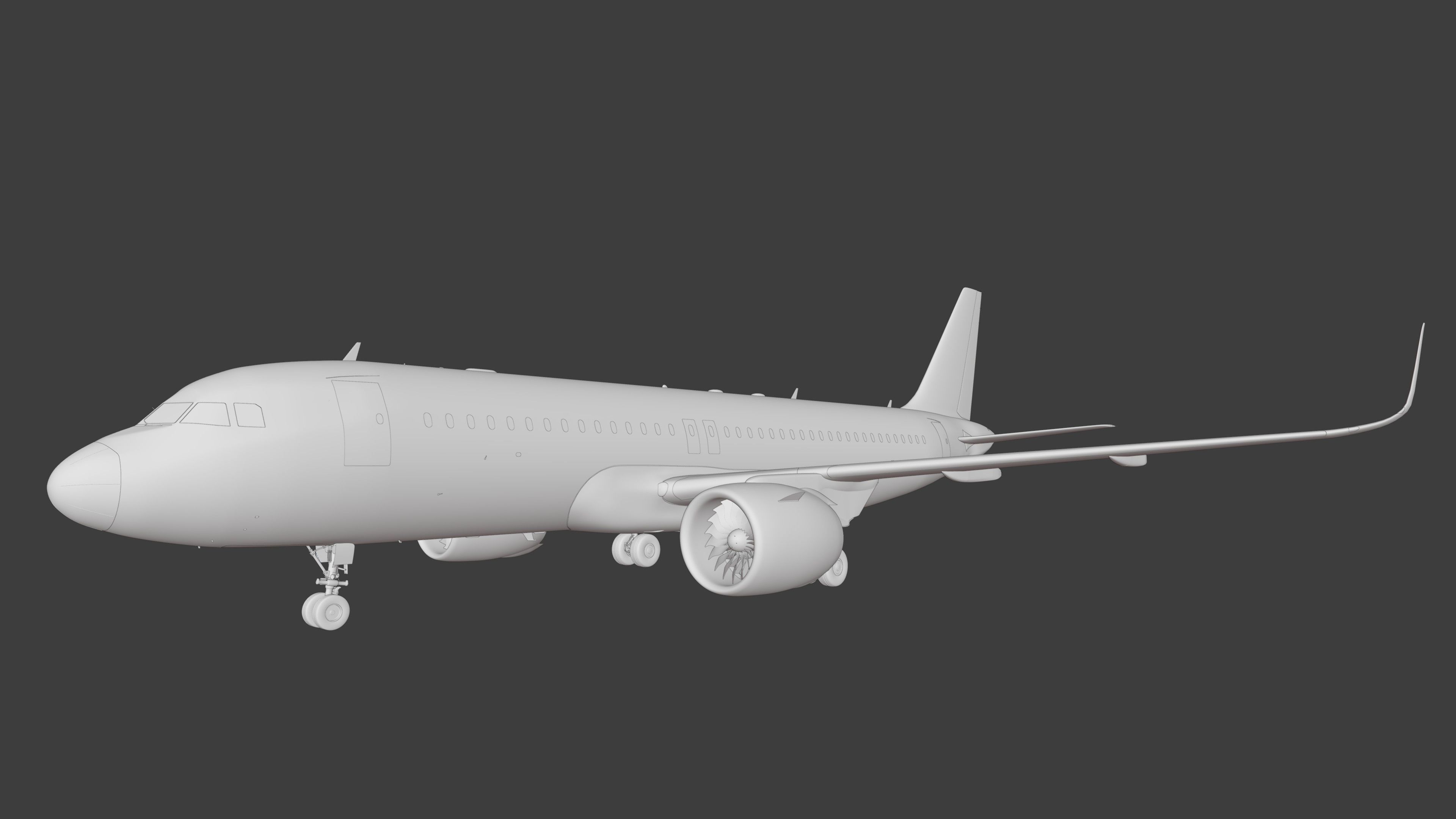 A320Neo ONLY Exterior NOT Textured 3D model_3