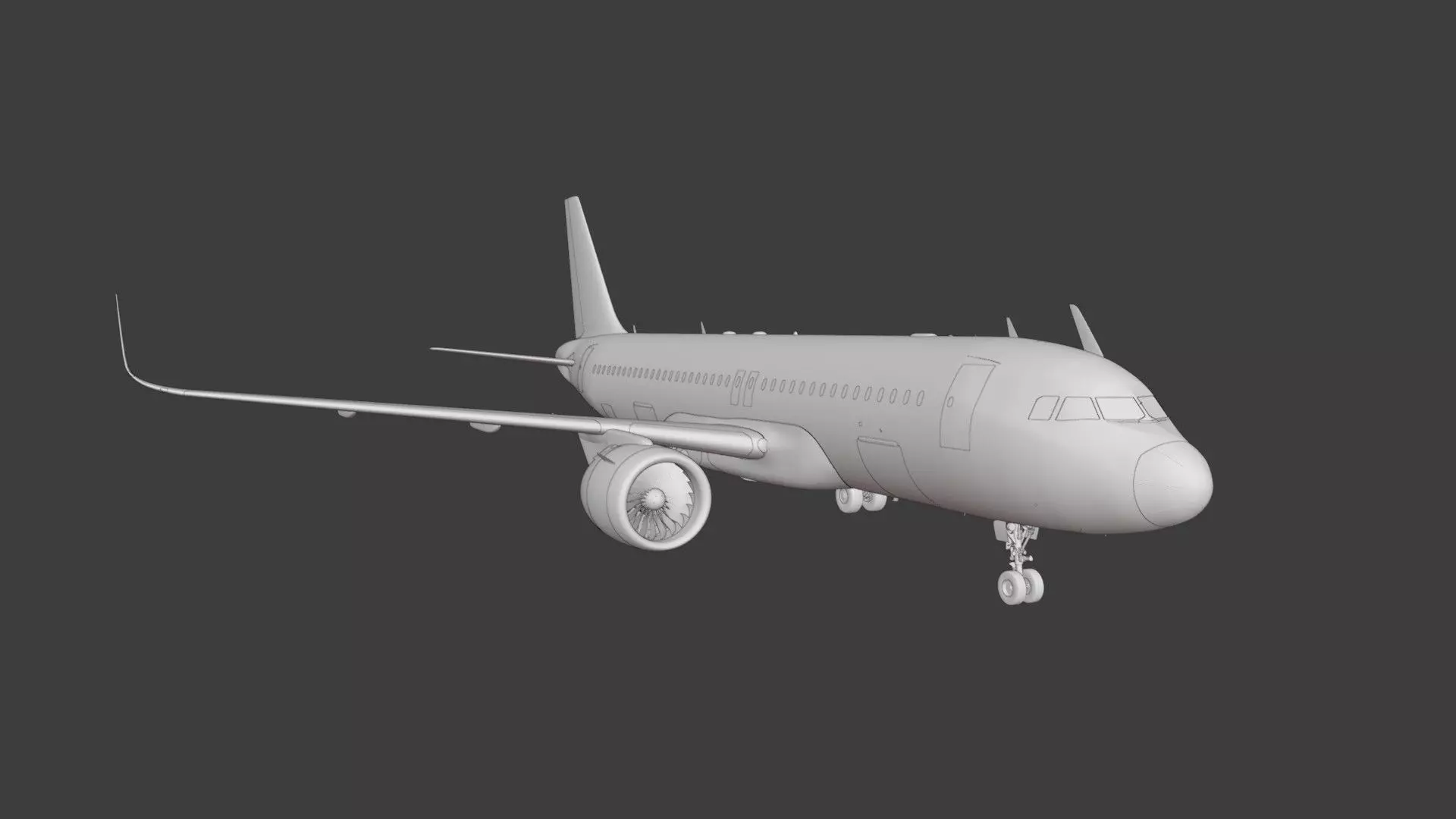A320Neo ONLY Exterior NOT Textured 3D model_0