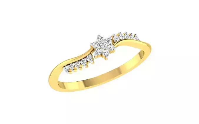 Light Weight Yellow Gold Diamond Ring  -ZA RN 7810
