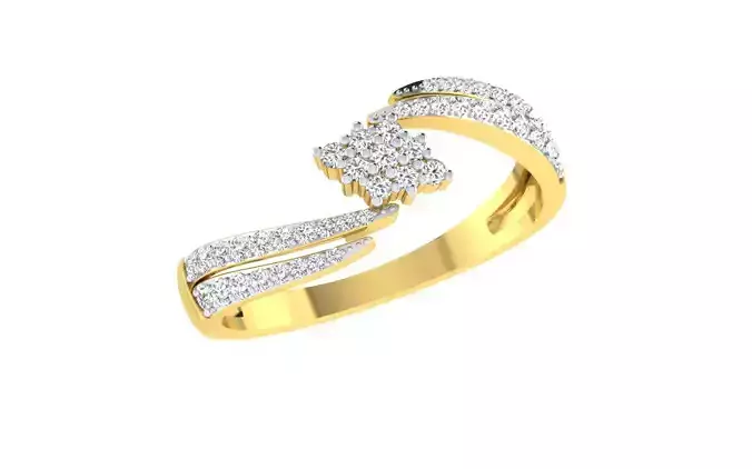 Light Weight Yellow Gold Diamond Ring  -ZA RN 7814