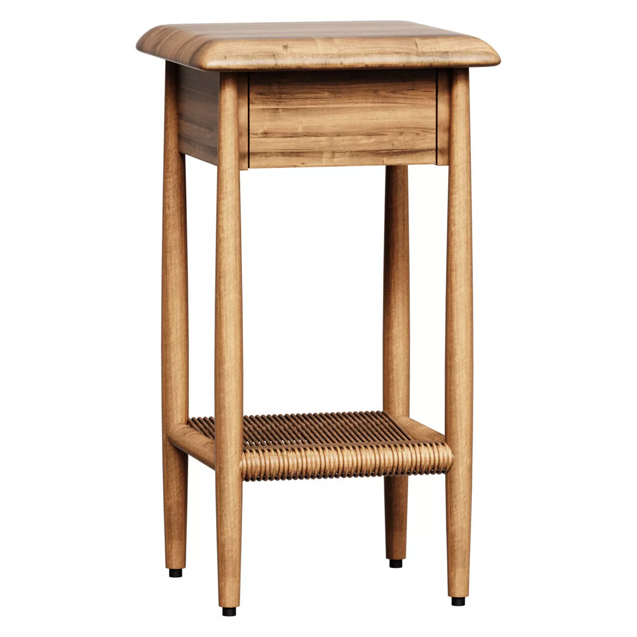 Bedside table made of solid oak and wicker details Malora 3D model