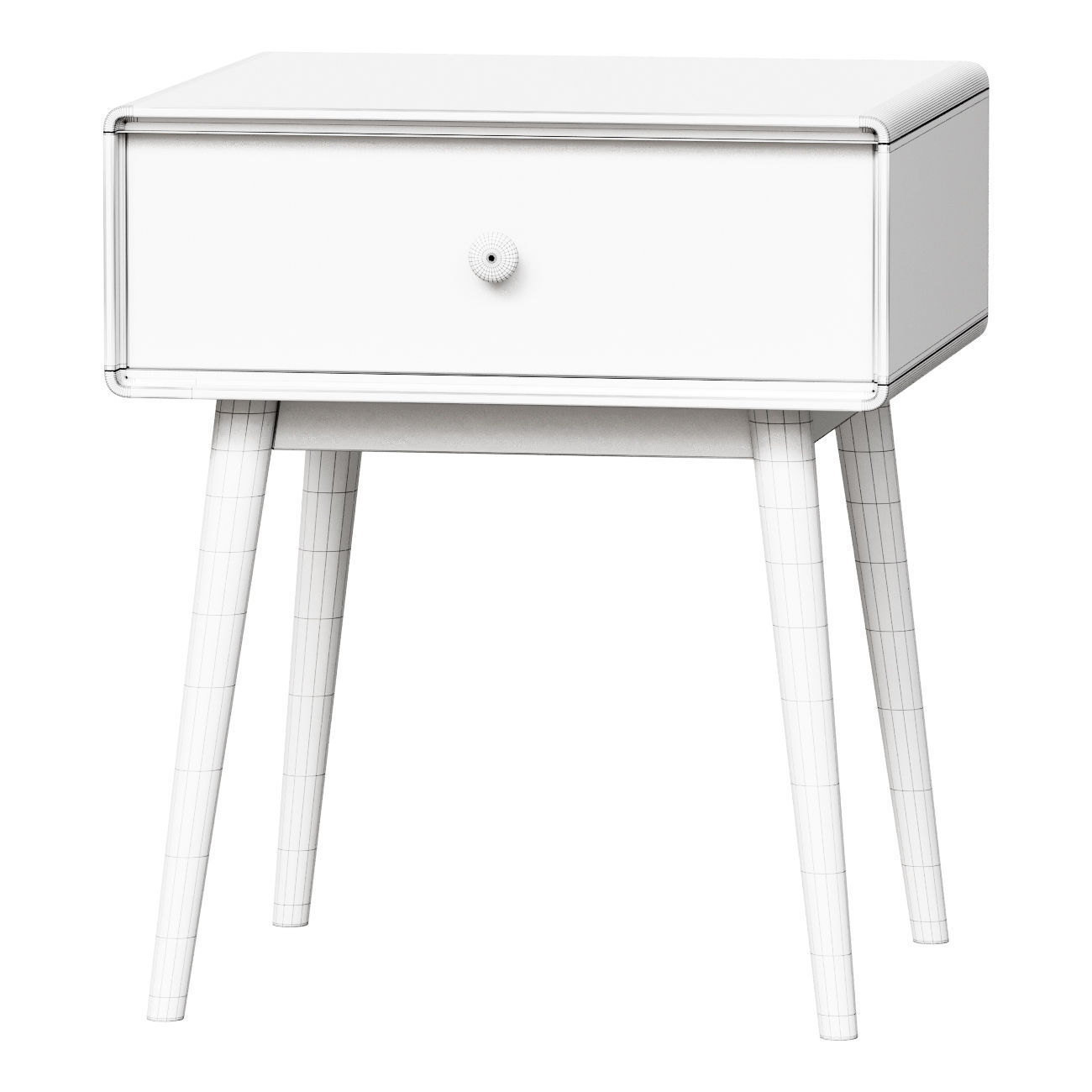 Bedside table with oak drawer Miji 3D model_1