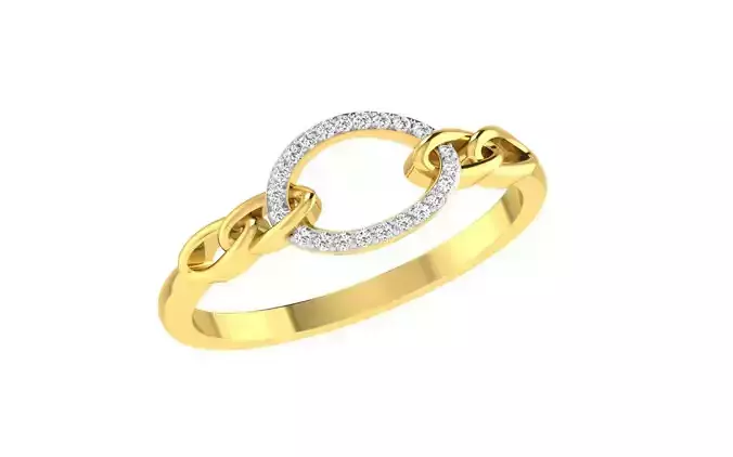 ZA RN 7820Light Weight Yellow Gold Diamond Ring  - 3D print model