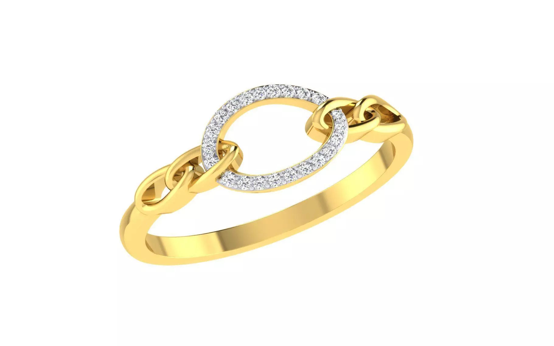 ZA RN 7820Light Weight Yellow Gold Diamond Ring - 3D print model_0