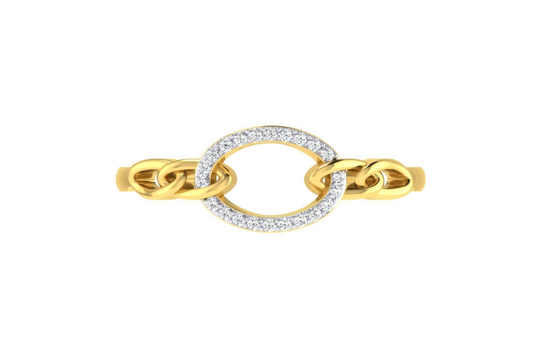 ZA RN 7820Light Weight Yellow Gold Diamond Ring - 3D print model_6