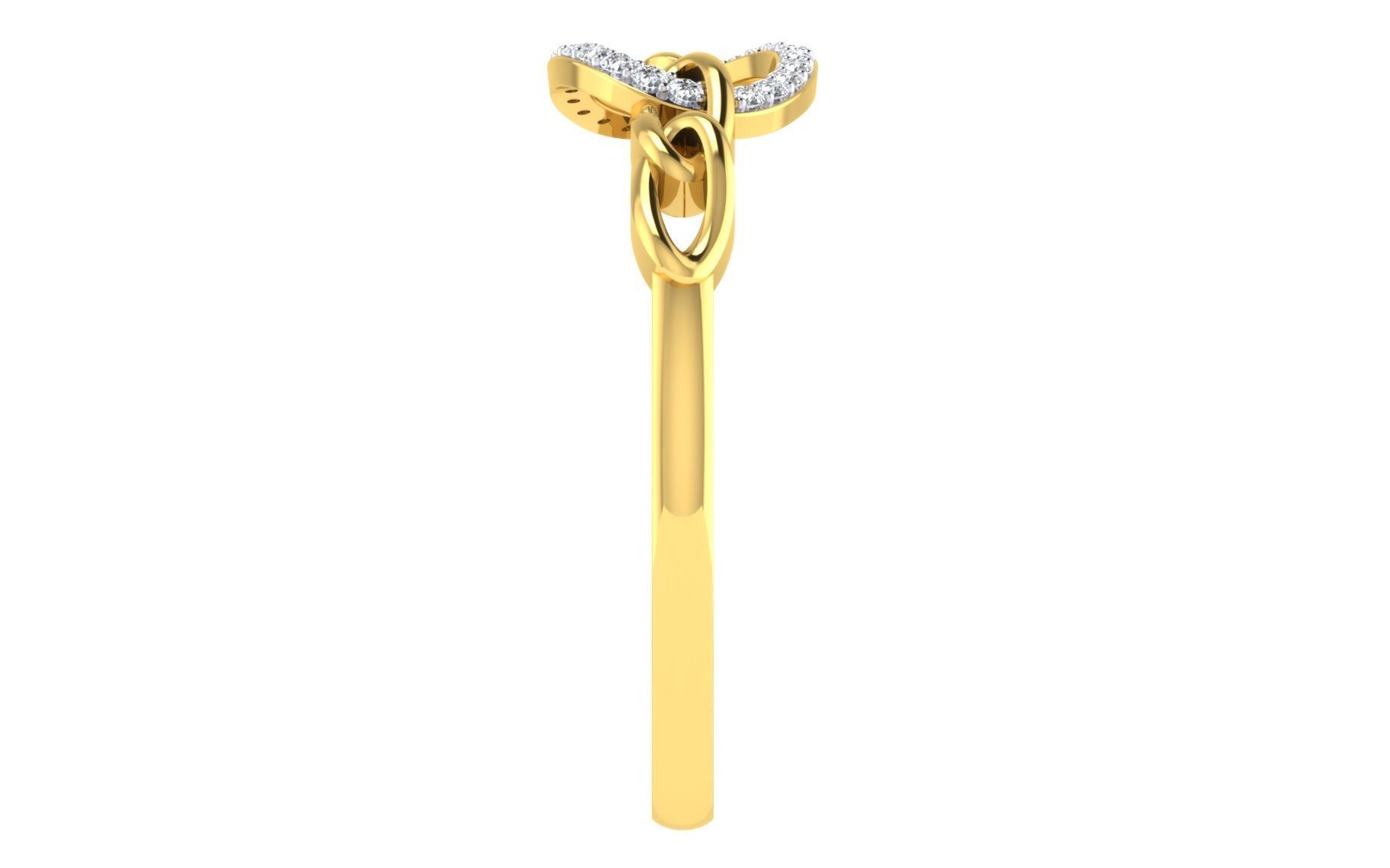 ZA RN 7820Light Weight Yellow Gold Diamond Ring - 3D print model_5