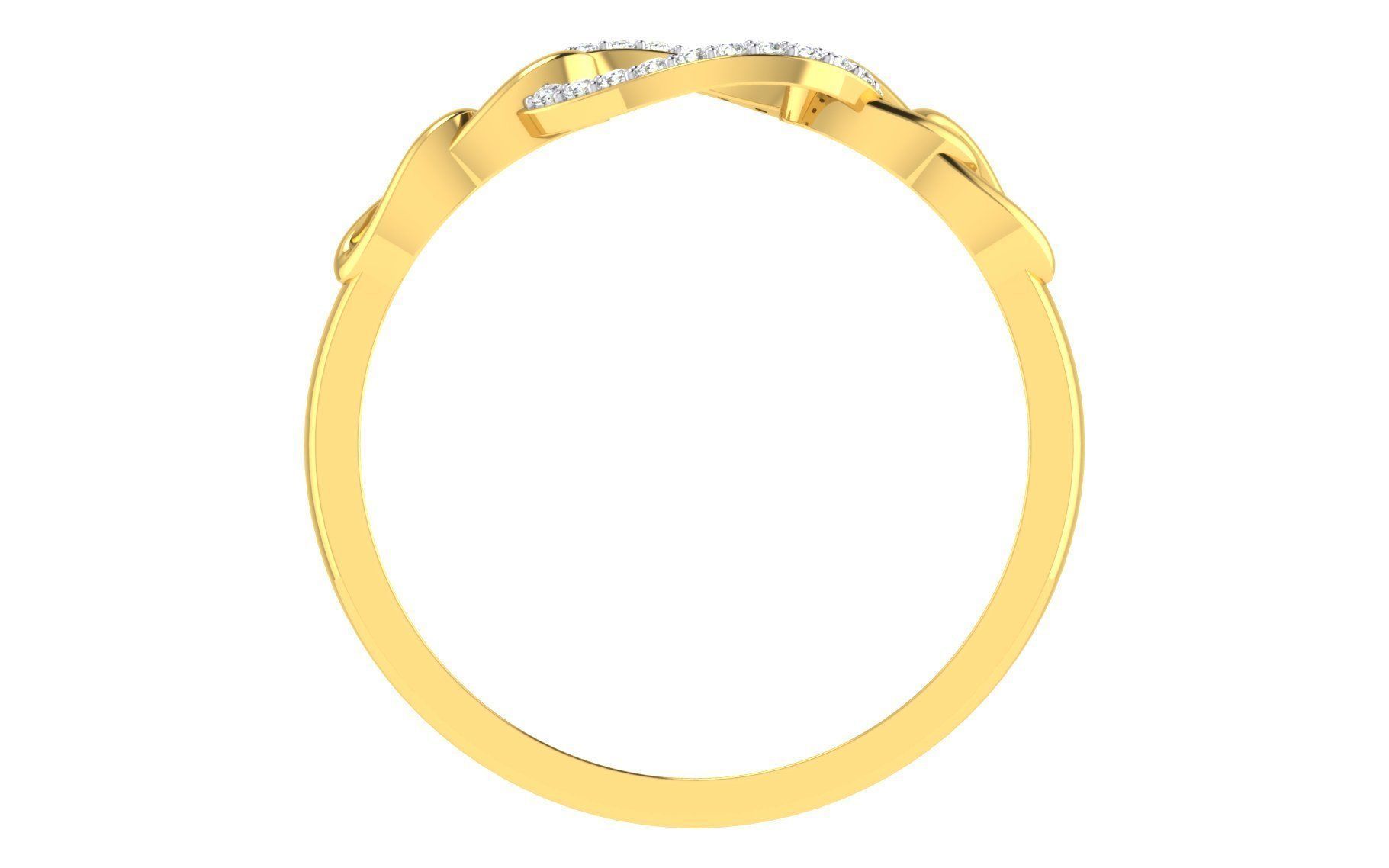 ZA RN 7820Light Weight Yellow Gold Diamond Ring - 3D print model_2