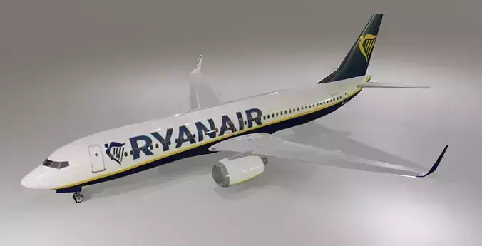 Ryan Air Boeing 737 800 3D Model with cockpit  Low-poly 3D model